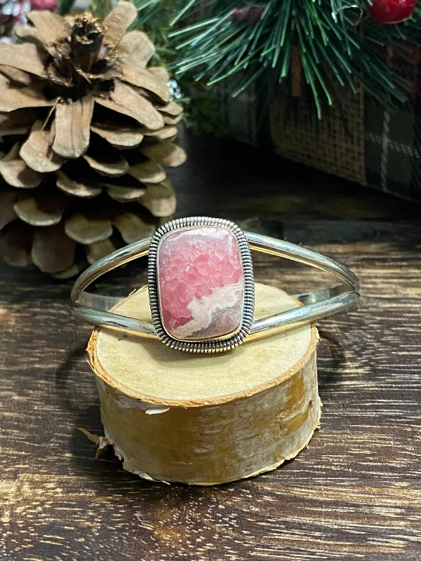 Women's Cuff Bracelets with Celtic Knot Patterns for a Mysterious and Cultural AppealWydell Billie Rhodochrosite & Sterling Silver Cuff Bracelet