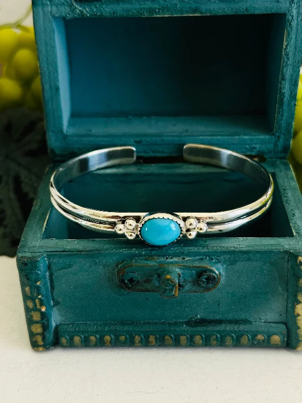 Water - Resistant Women's Cuff Bracelets in Silicone for Sports and Outdoor ActivitiesTTD “Heather” Kingman Turquoise & Sterling Silver Cuff Bracelet