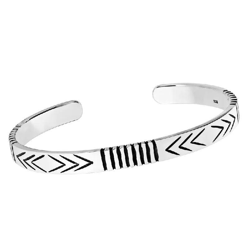 Children's Bangle Bracelets with Animal - Shaped Charms for a Cute AccessoryMen's 925 Sterling Silver Tribal Bangle Bracelet