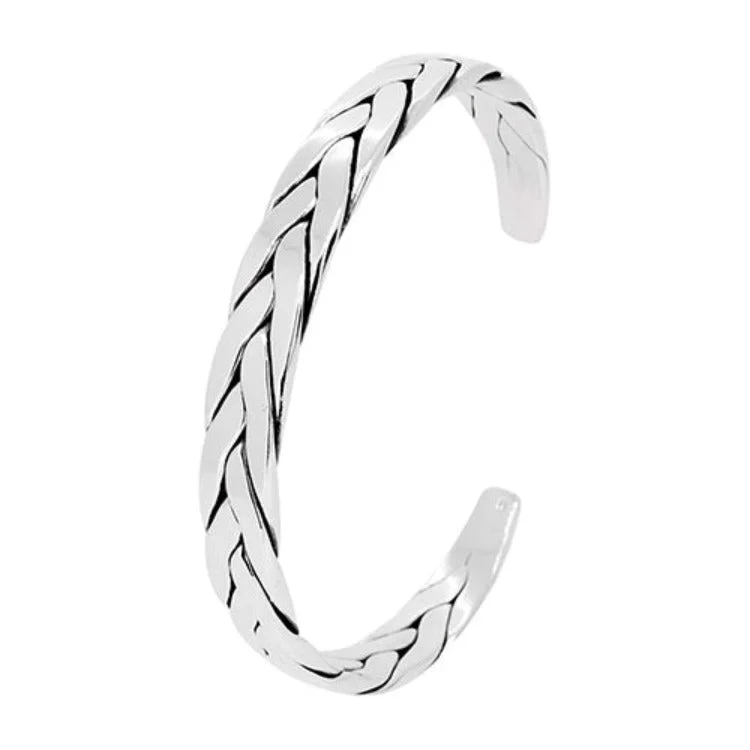 Bangle Bracelets with LED Lights for a Glowing and Trendy AccessoryMen's Sleek Braided Silver Cuff Bangle | Unique Polished Silver Bracelet For Men