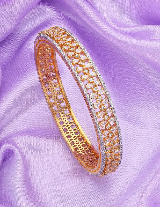 Boho - Style Bangle Bracelets with Feather and Bead EmbellishmentsDesigner Zircon Kada Bangles ZBGL11063