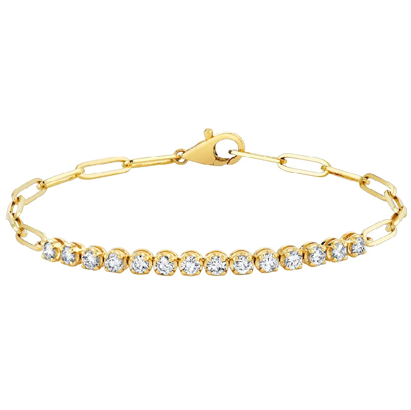 Pearl - Adorned Bangle Bracelets with Delicate Silver ChainsPaperclip Tennis Bracelet