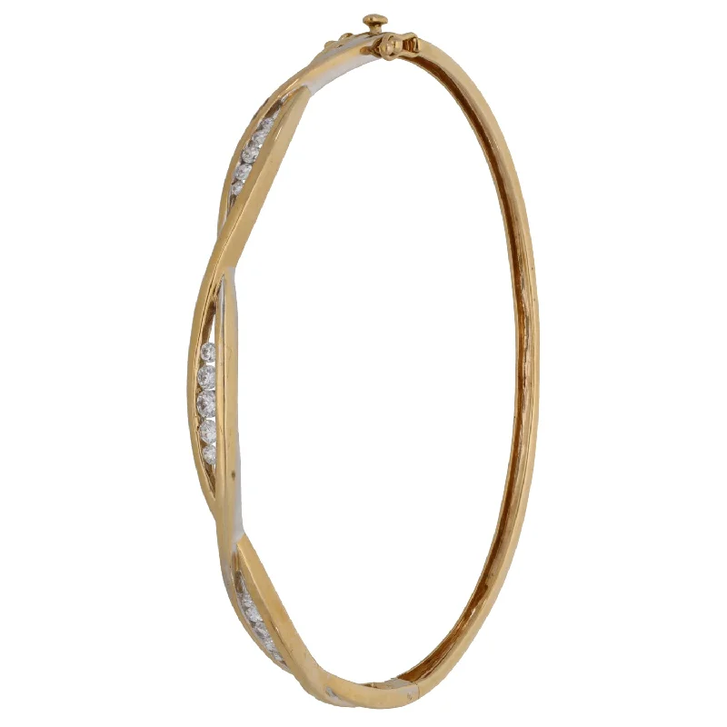 Clear Crystal - Embellished Bangles for a Sparkling and Elegant Appearance9ct Gold Cubic Zirconia Hinged/Clasp Bangle