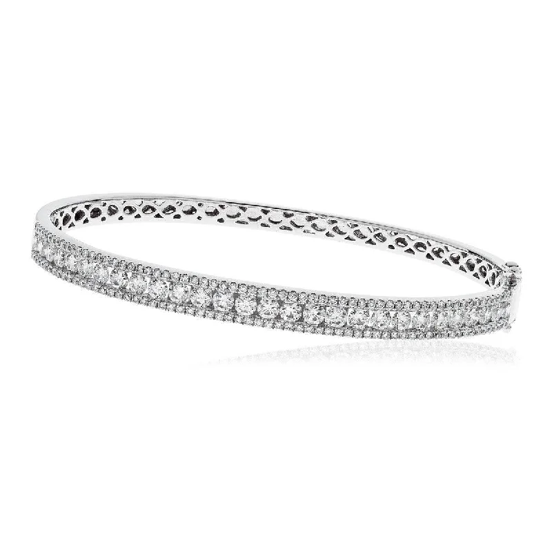 Plus Size Women's Wide Bangle Bracelets in Matte Finish for a Statement PieceDIAMOND IN & OUT CHANNEL SETTING BANGLE IN 18K WHITE GOLD