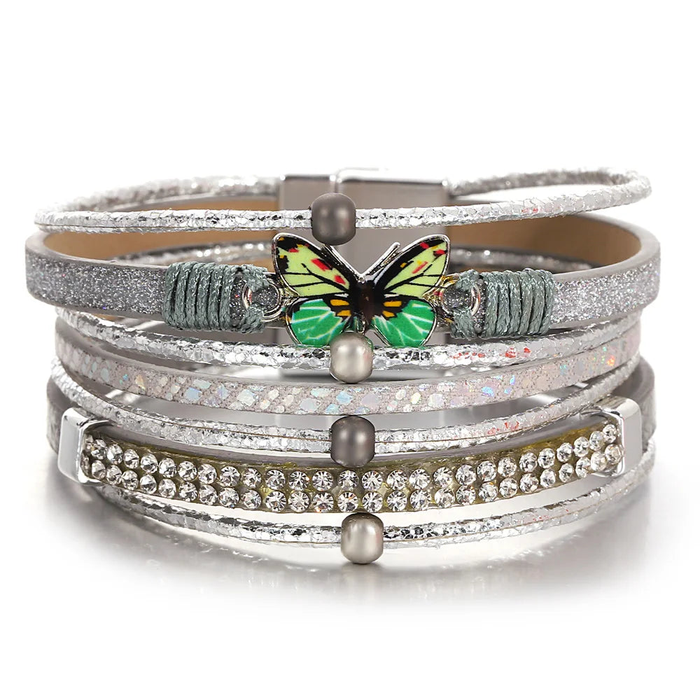 Water - Resistant Women's Cuff Bracelets in Silicone for Sports and Outdoor Activities'Butterfly' Charm Cuff Bracelet - silver