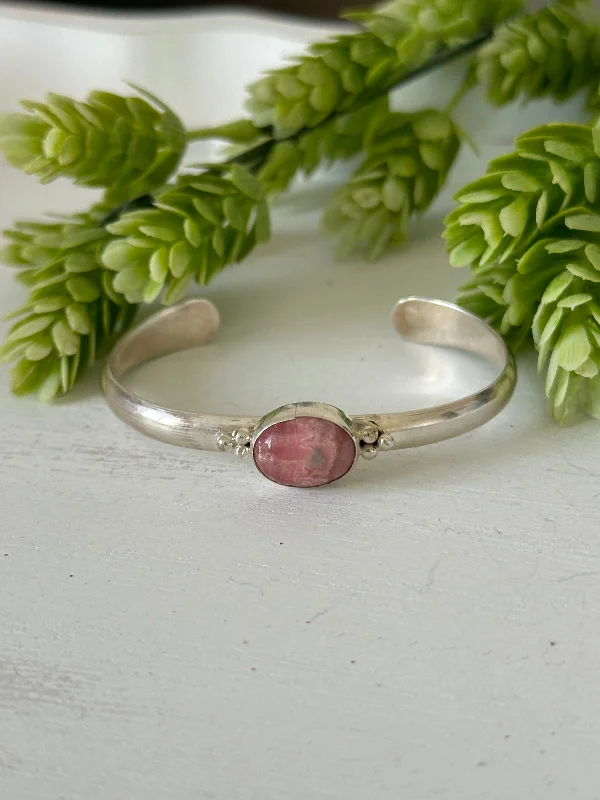 Wooden Women's Cuff Bracelets with Carved Motifs for a Natural and Artistic LookT Skeets Rhodochrosite & Sterling Silver Cuff Bracelet