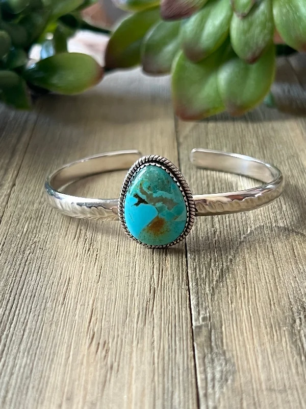 Silk - Wrapped Women's Cuff Bracelets in Soft Pastels for a Delicate and Elegant AppearanceSouthwest Made Kingman Turquoise & Sterling Silver Cuff Bracelet