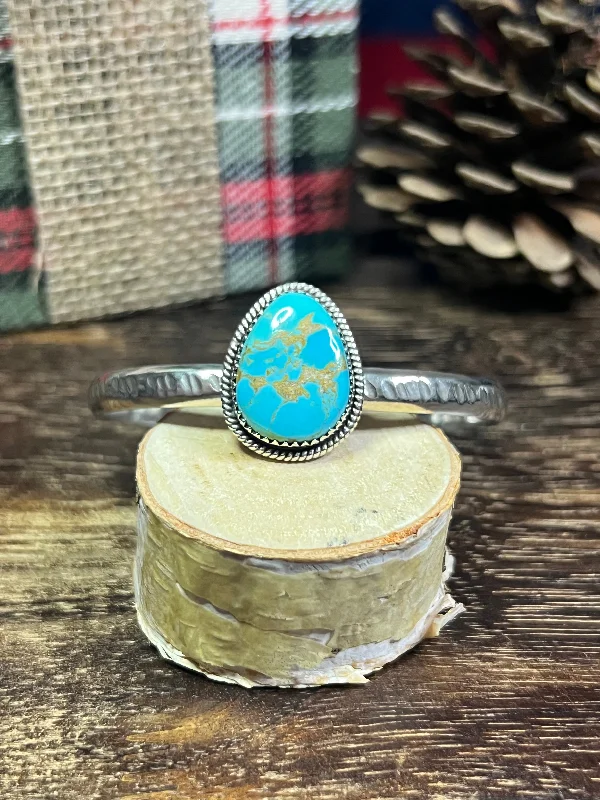 Women's Cuff Bracelets with Celtic Knot Patterns for a Mysterious and Cultural Appeal#10 Southwest Made Kingman Turquoise & Sterling Silver Cuff Bracelet