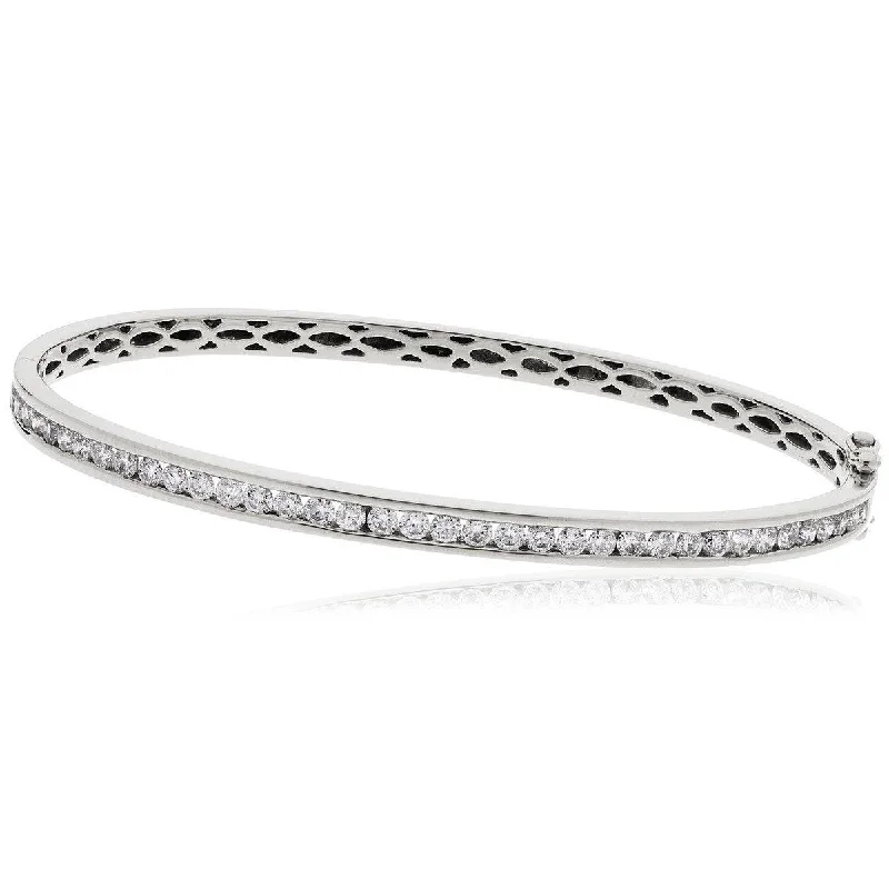 Children's Bangle Bracelets with Animal - Shaped Charms for a Cute AccessoryDiamond Channel Half Setting in 9K White Gold