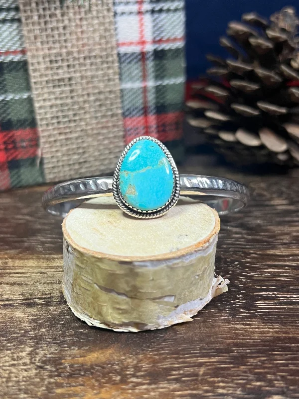 Stackable Women's Cuff Bracelets in Different Sizes and Materials for Layered Styling#8 Southwest Made Kingman Turquoise & Sterling Silver Cuff Bracelet