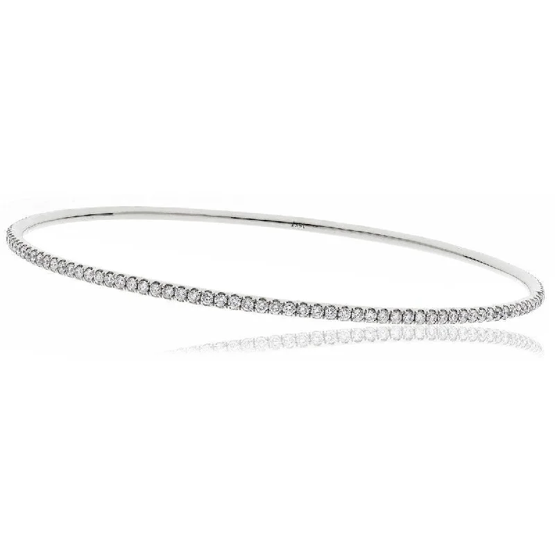 Boho - Style Bangle Bracelets with Feather and Bead EmbellishmentsDIAMOND FULL SET BANGLE IN 18K WHITE GOLD