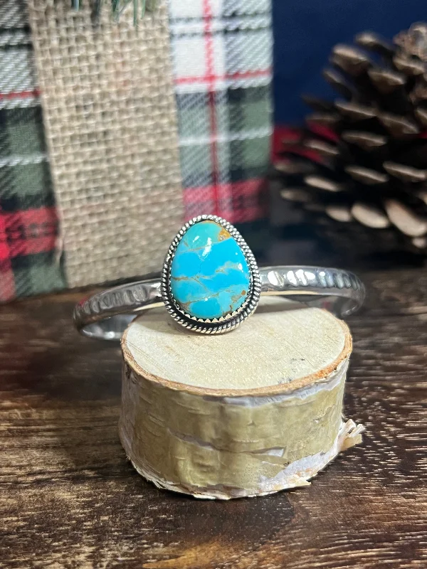 Women's Cuff Bracelets with Hamsa Hand Charms for Protection and Good Luck#7 Southwest Made Kingman Turquoise & Sterling Silver Cuff Bracelet