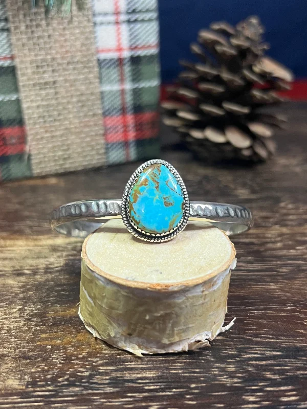 Women's Cuff Bracelets with Tassel Decorations for a Boho - Chic Style#13 Southwest Made Kingman Turquoise & Sterling Silver Cuff Bracelet