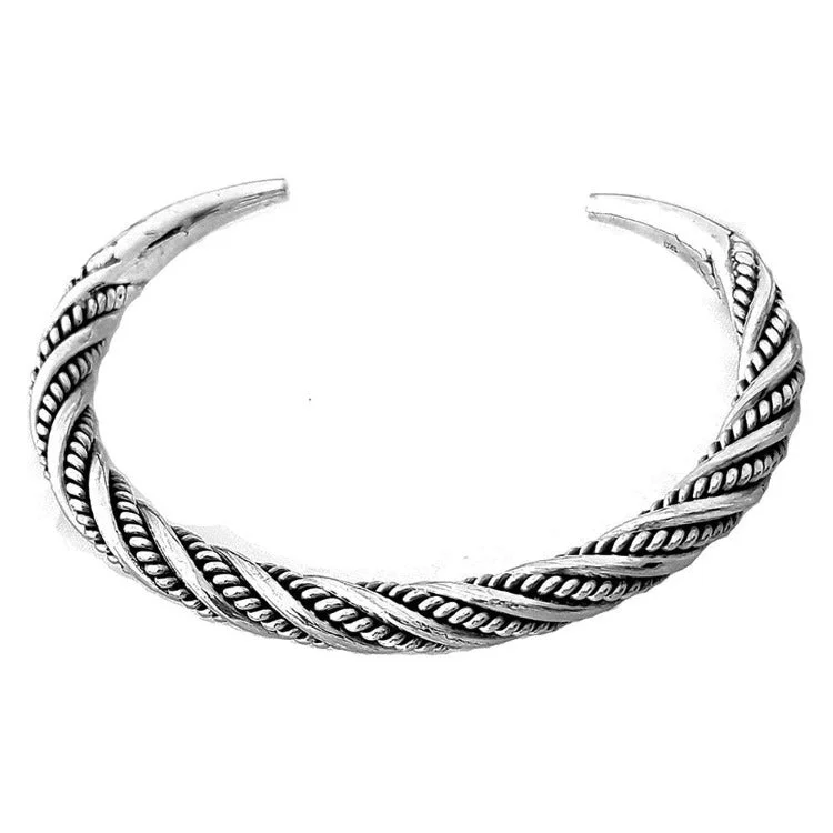 Clear Crystal - Embellished Bangles for a Sparkling and Elegant AppearanceMen's Handmade 925 Sterling Silver Twist Bangle Bracelet | Durable and Stylish Solid Silver Cuff