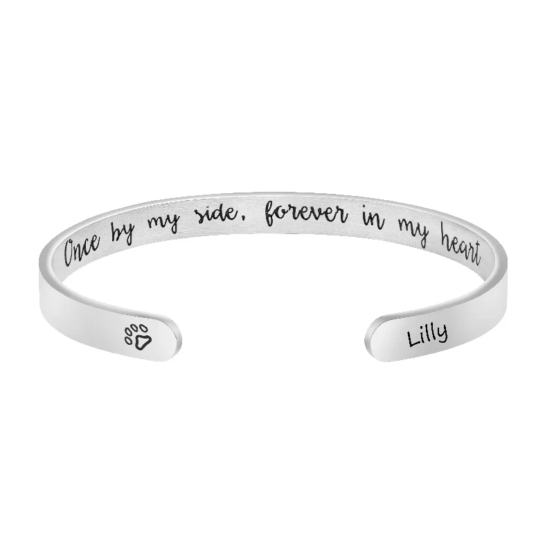 Women's Cuff Bracelets with Personalized Initials or Names for a Customized GiftLilly Pet Memorial Cuff for Pet Lovers