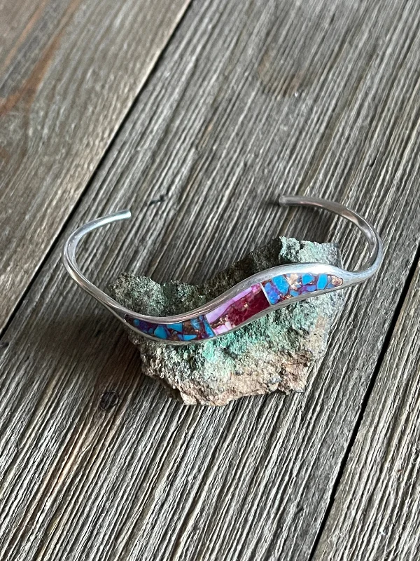 Women's Cuff Bracelets with Personalized Initials or Names for a Customized GiftNavajo Pink Mohave Turquoise & Sterling Silver Cuff Bracelet