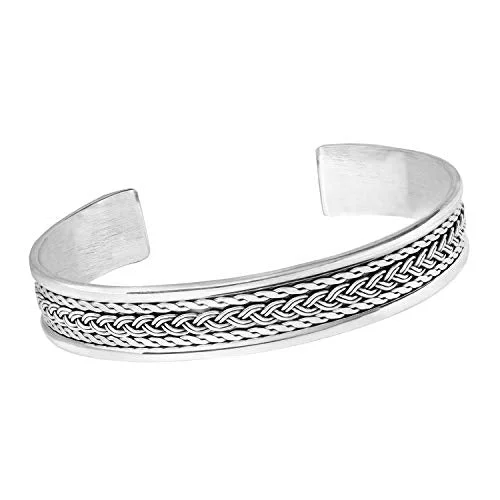 Unisex Bangle Bracelets with Abstract Artwork for a Unique StatementCeltic Silver Bangle | 10mm Sterling Silver Braided Bangle Cuff Bracelet For Men