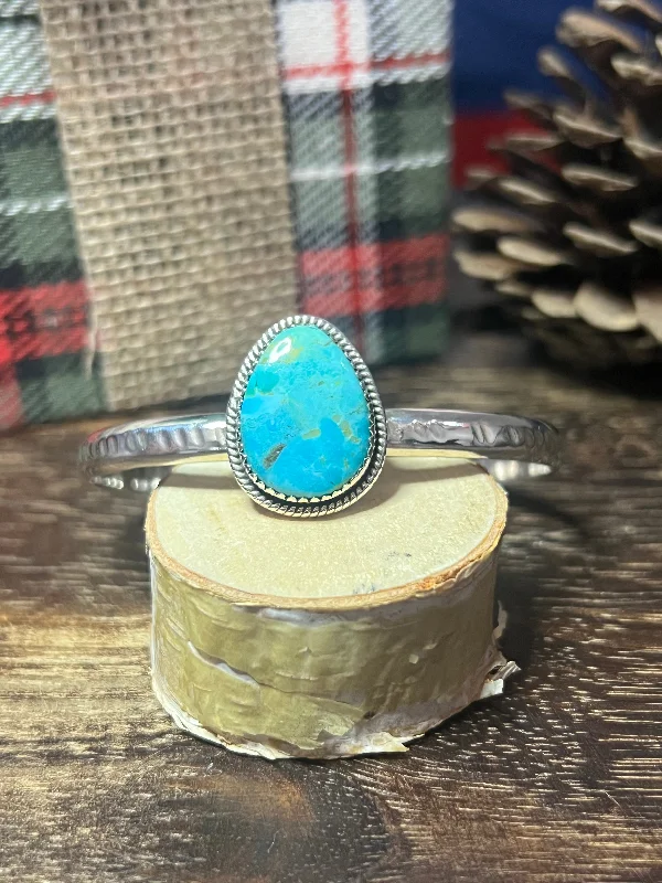 Women's Cuff Bracelets with Personalized Initials or Names for a Customized Gift#4 Southwest Made Kingman Turquoise & Sterling Silver Cuff Bracelet