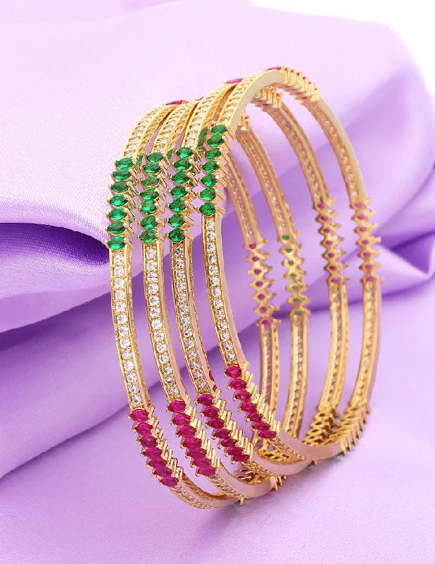 Rose Gold - Plated Bangles with Cubic Zirconia for a Glamorous TouchDesigner Zirconia Set of 4 Bangles ZBGL11081