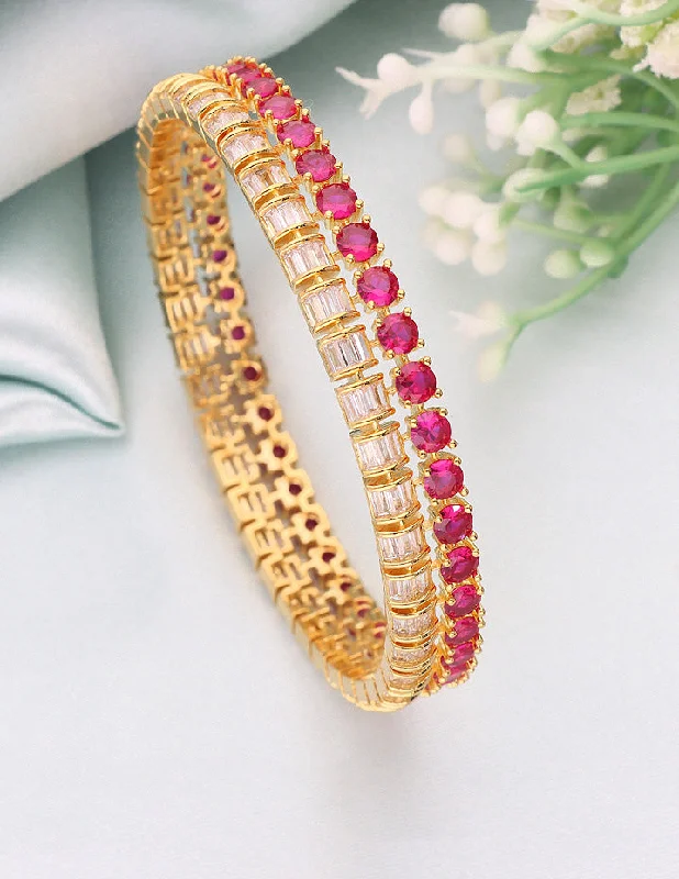 Bangle Bracelets with Adjustable Screw - Closures for a Secure FitDesigner Zircon Gold Plated Bangles ZBGL11010