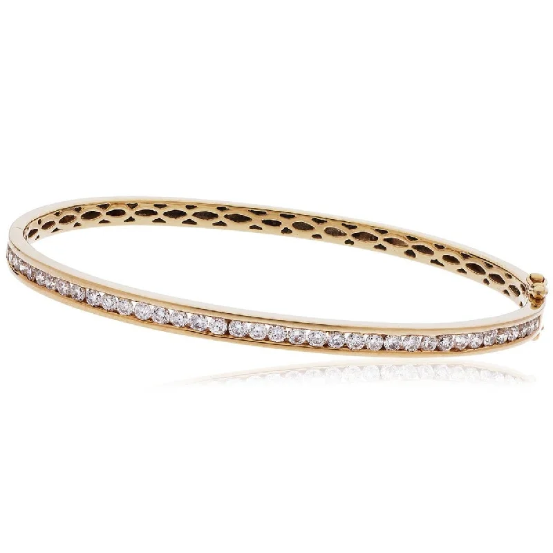 Stretch Bangle Bracelets with Elastic Cord for a Comfortable FitDIAMOND CHANNEL HALF SETTING BANGLE IN 18K ROSE GOLD