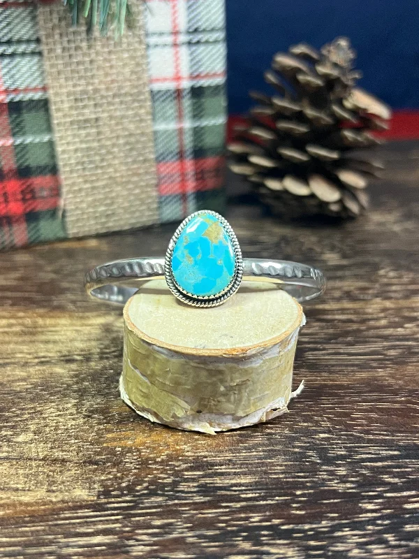 Wooden Women's Cuff Bracelets with Carved Motifs for a Natural and Artistic Look#11 Southwest Made Kingman Turquoise & Sterling Silver Cuff Bracelet