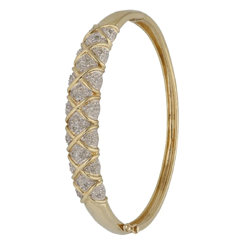 Stretch Bangle Bracelets with Elastic Cord for a Comfortable Fit9ct Gold 0.15ct Diamond Hinged/Clasp Bangle