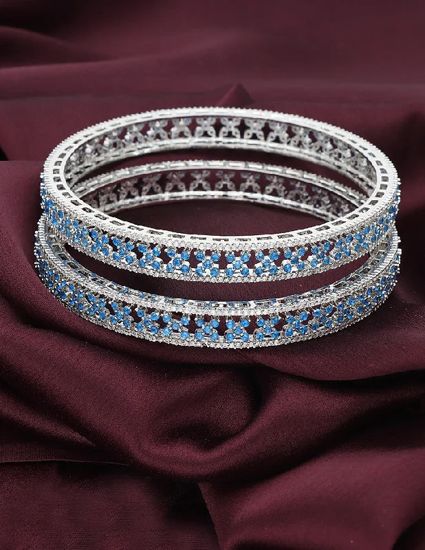 Clear Crystal - Embellished Bangles for a Sparkling and Elegant AppearanceDesigner Zircon Rhodhium Plated Bangles ZBGL10955