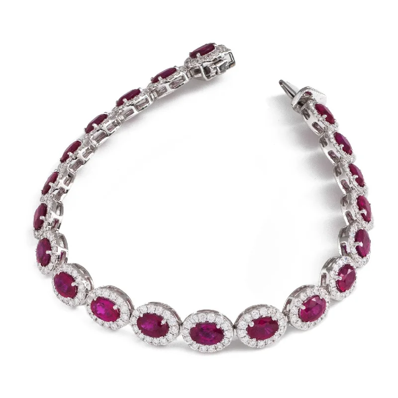 Enamel - Coated Bangles in Vibrant Rainbow Colors for a Playful Style18ct White Gold Oval Ruby and Diamond Bracelet