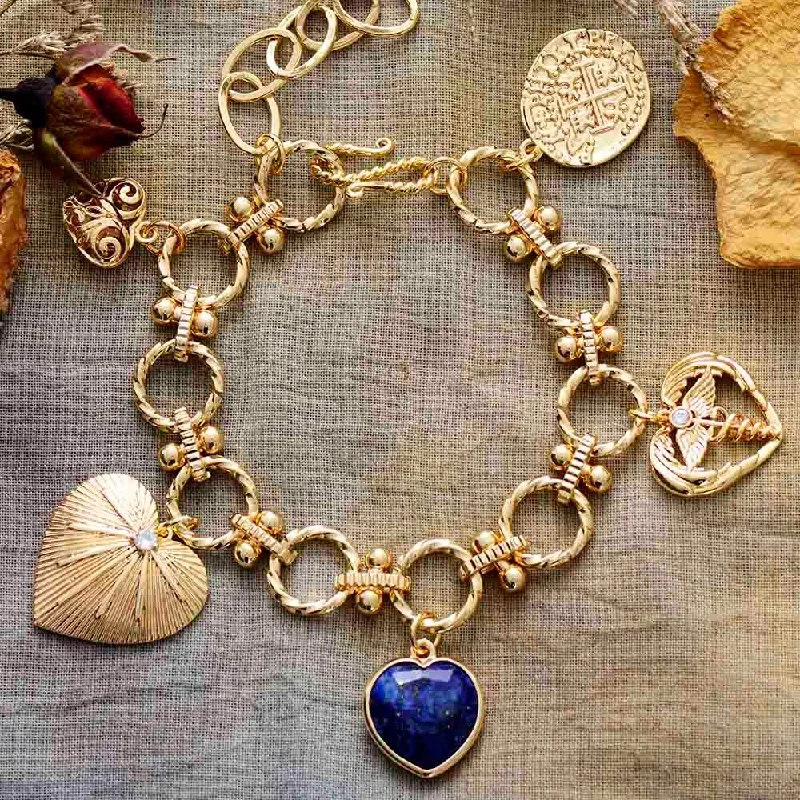 Enamel - Painted Women's Cuff Bracelets in Bold Colors for a Pop of ColorChunky Chain and Heart Charms Bracelet