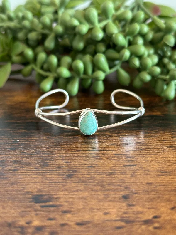 Silk - Wrapped Women's Cuff Bracelets in Soft Pastels for a Delicate and Elegant AppearanceNavajo Made Kingman Turquoise & Sterling Silver Cuff Bracelet