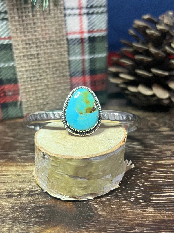 Silk - Wrapped Women's Cuff Bracelets in Soft Pastels for a Delicate and Elegant Appearance#5 Southwest Made Kingman Turquoise & Sterling Silver Cuff Bracelet