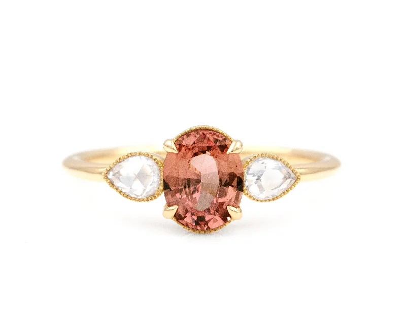 Halo Engagement Rings with a Cushion - Cut Center Diamond and Rose Gold Band1.06-Carat Padparadscha Sapphire Cora Ring (Ready to Ship)