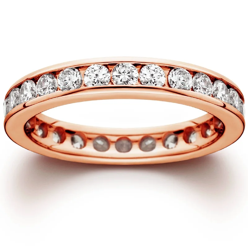 Pearl - and - Diamond - Studded Wedding Bands in White Gold for a Feminine and Elegant Touch1 1/2ct Channel Set Diamond Eternity Ring Rose Gold