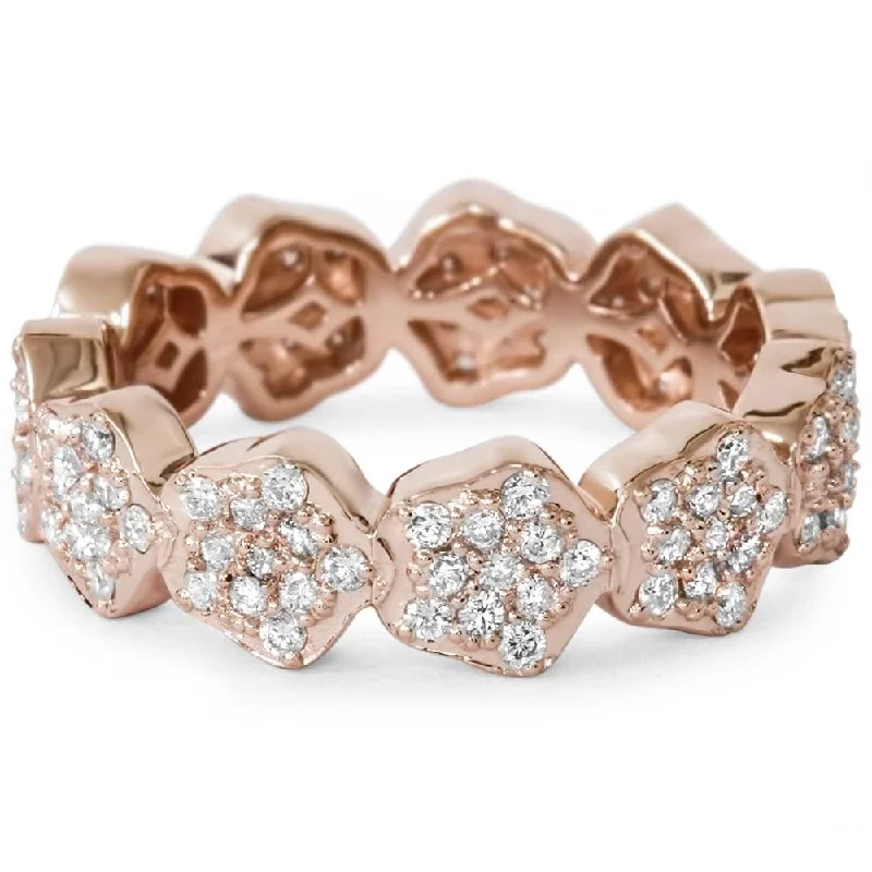 Rose Gold - Plated Engagement and Wedding Band Sets with a Halo of Cubic Zirconia for a Glamorous and Affordable Look1 1/2ct Diamond Eternity Ring Rose Gold