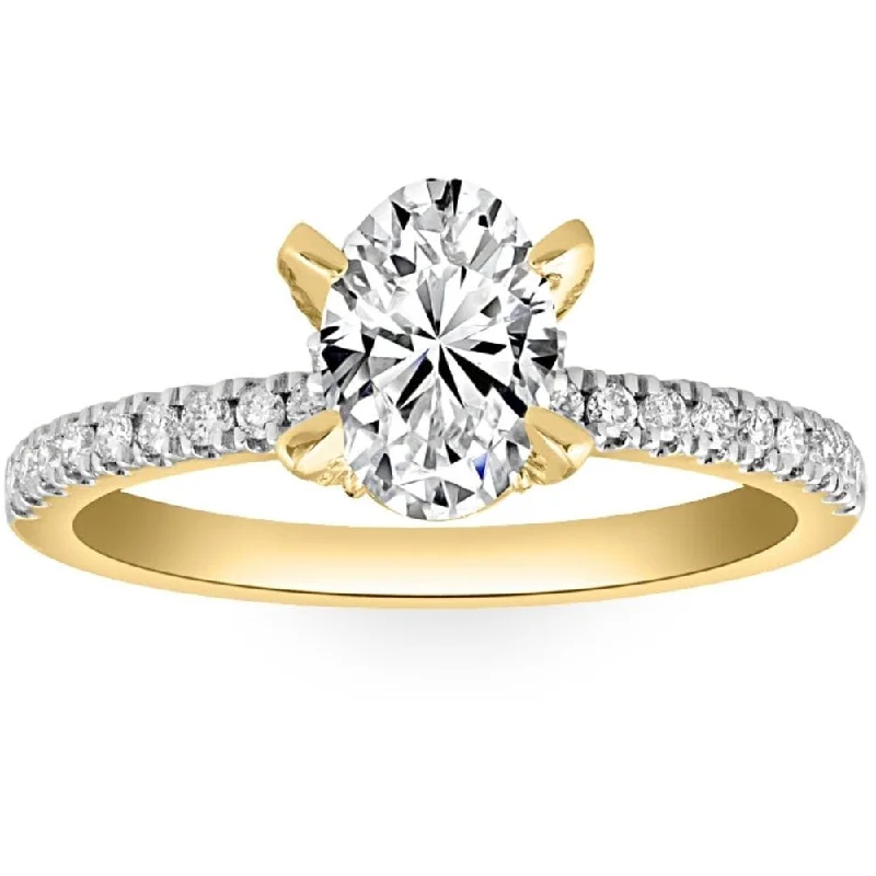 Rose Gold - Plated Engagement and Wedding Band Sets with a Halo of Cubic Zirconia for a Glamorous and Affordable Look1 1/2Ct Oval Diamond Accents Engagement Ring White Yellow or Rose Gold Lab Grown