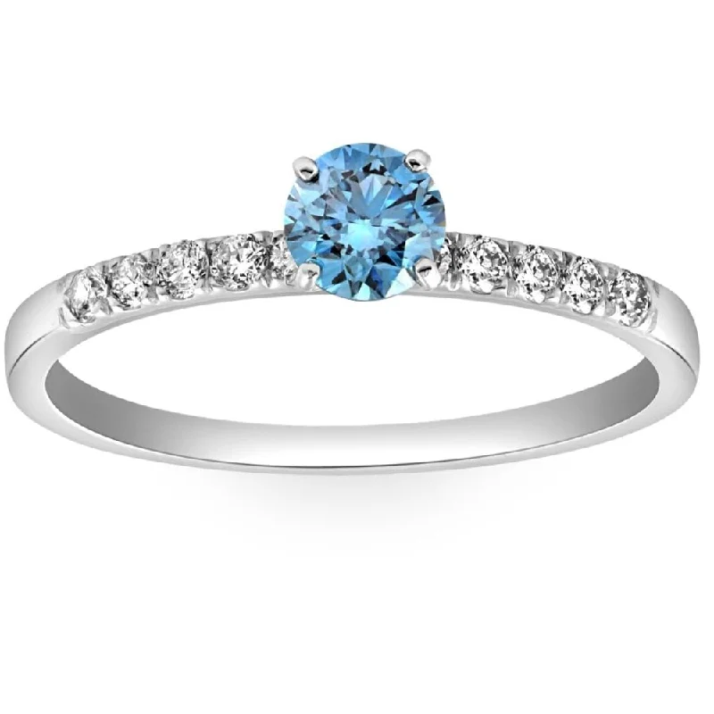 Stackable Wedding Bands in Sterling Silver with Enamel Inlays for a Colorful and Versatile Option1/2Ct Blue Diamond Engagement Ring in White Gold