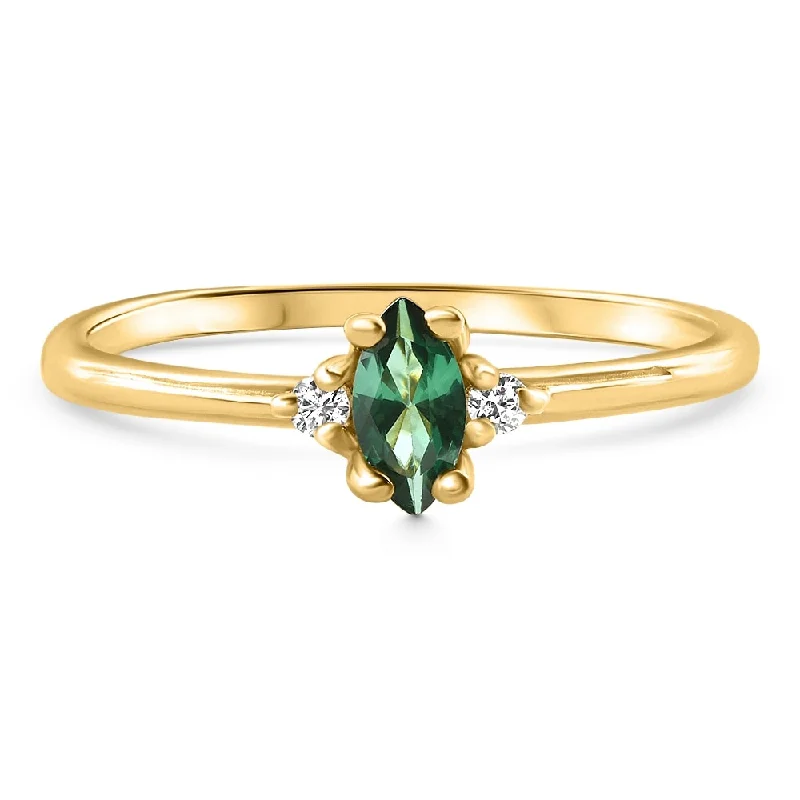 Moissanite - Set Wedding Bands in Yellow Gold for a Sparkling and Ethical Alternative to Diamonds1/3Ct TW Marquise Emerald & Diamond Ring Gold Lab Grown