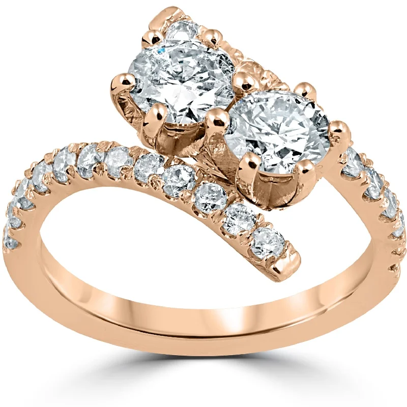 Moissanite - Set Wedding Bands in Yellow Gold for a Sparkling and Ethical Alternative to Diamonds1 cttw Diamond 2 Stone Forever Us Engagement Anniversary Ring Rose Gold