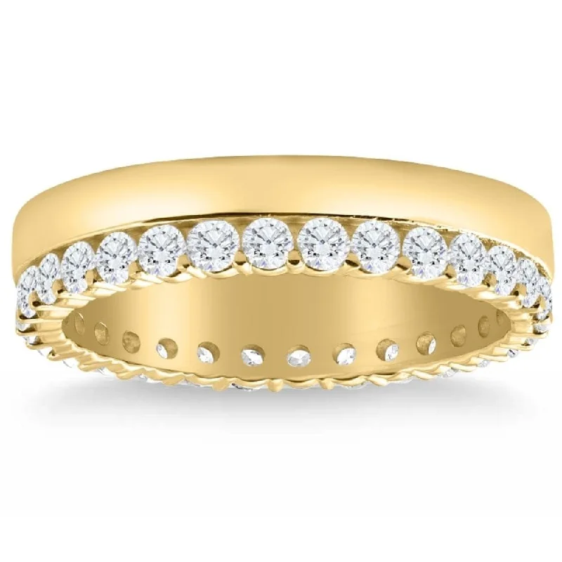 Moissanite - Set Wedding Bands in Yellow Gold for a Sparkling and Ethical Alternative to Diamonds1Ct Diamond Eternity High Polished Women's Stackable Ring Wedding Band