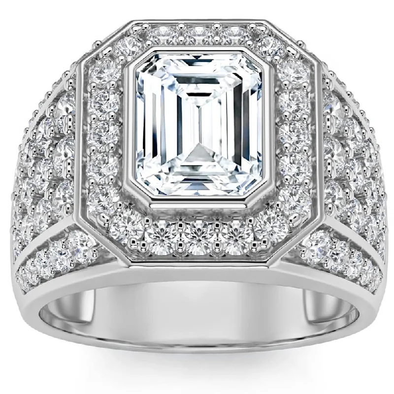 Emerald - Cut Gemstone Wedding Bands in 18K Gold for a Luxurious and Statement - Making Piece3Ct Emerald Cut Diamond Men's Ring in White, Yellow or Rose Gold Lab Grown