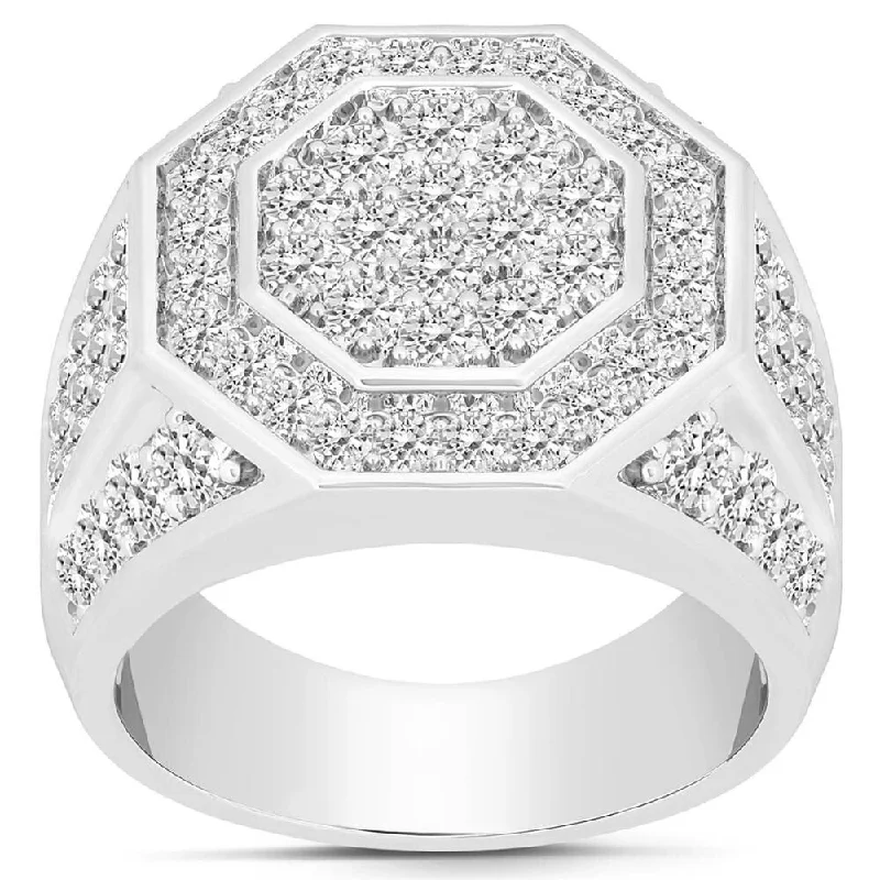 Stackable Wedding Bands in Sterling Silver with Enamel Inlays for a Colorful and Versatile Option3Ct Men's Diamond Hexagon Cluster Ring White Gold