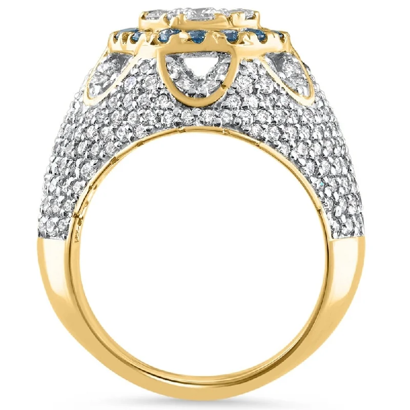 Moissanite - Set Wedding Bands in Yellow Gold for a Sparkling and Ethical Alternative to Diamonds4.64Ct Blue & White Diamond Men's Pinky Ring Yellow Gold Lab Grown Hip Hop