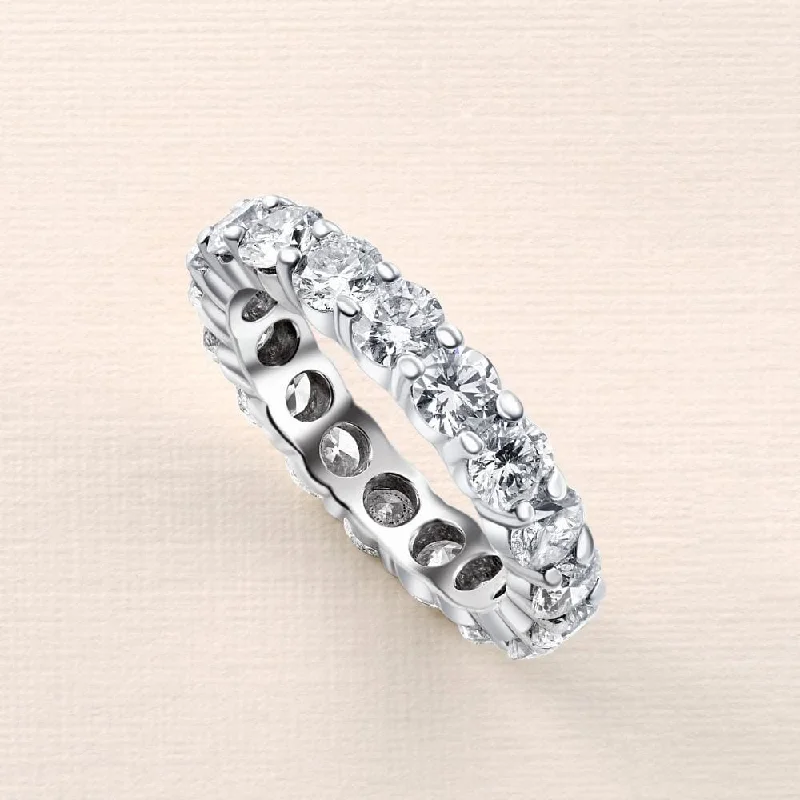 Platinum Celtic - Inspired Wedding Bands with Intricate Knotwork Patterns for a Symbolic and Stylish Choice4Ct TW Round Diamond Platinum Eternity Ring Wedding Band Lab Grown