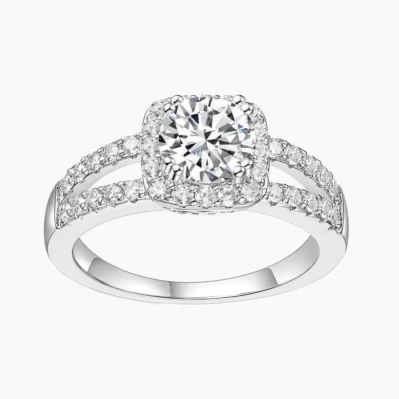 Pear - Shaped Engagement Rings in Yellow Gold with a Diamond - Encrusted Band925 Sterling Silver Round Cut Cubic Zirconia Bridal Engagement Ring