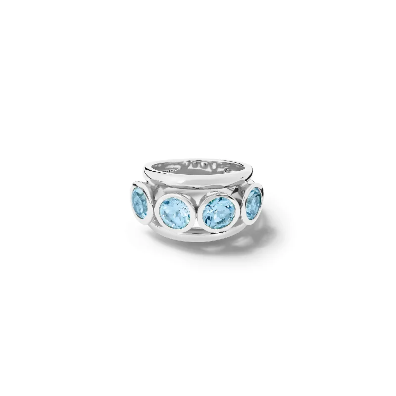 Art Deco Engagement Rings with Geometric Patterns and Baguette - Cut Diamond AccentsAeneus Classic Ring Silver - Blue Topaz