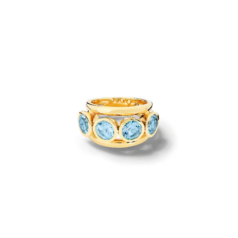 Cluster Engagement Rings with Multiple Small Diamonds Arranged in a Stunning DesignAeneus Classic Ring Yellow Gold - Blue Topaz