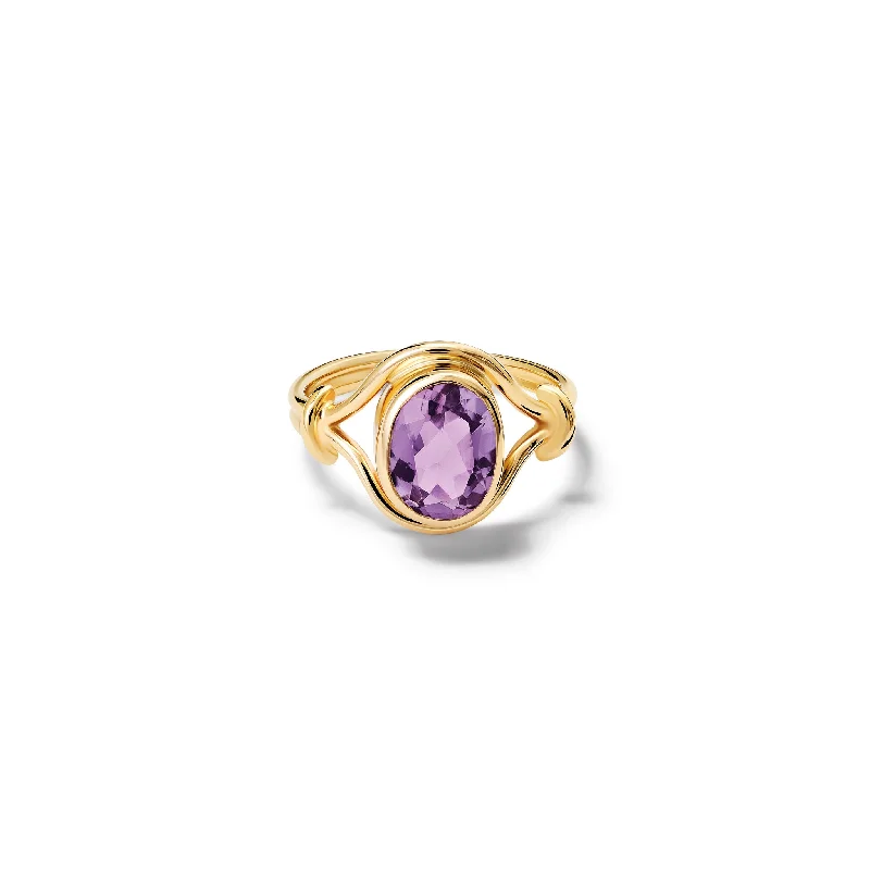 Art Deco Engagement Rings with Geometric Patterns and Baguette - Cut Diamond AccentsAgricola Signet Ring Yellow Gold - Amethyst