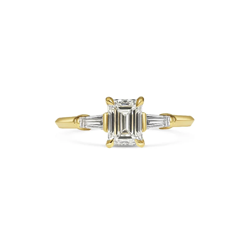 Princess Cut Engagement Rings in 18K White Gold with Micro - Pave Side StonesBette Ring - Emerald Cut