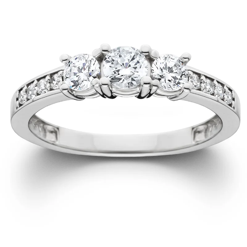 Laser - Etched Floral Design Wedding Bands in Palladium for a Delicate and Intricate LookCertified 1 Ct TDW Diamond 3-Stone Engagement Ring White Gold (KL/I3)